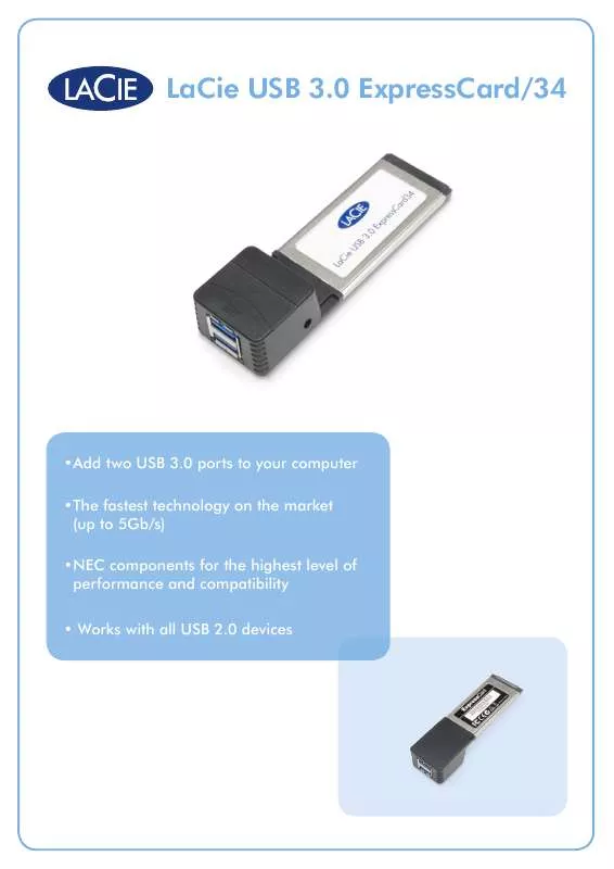 Mode d'emploi LACIE USB 3.0 EXPRESSCARD-34