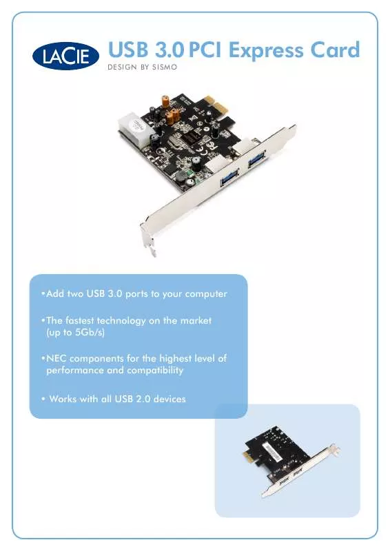 Mode d'emploi LACIE USB 3.0 PCI EXPRESS CARD