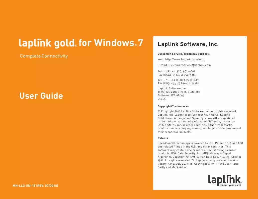 Mode d'emploi LAPLINK LAPLINK GOLD FOR WINDOWS 7
