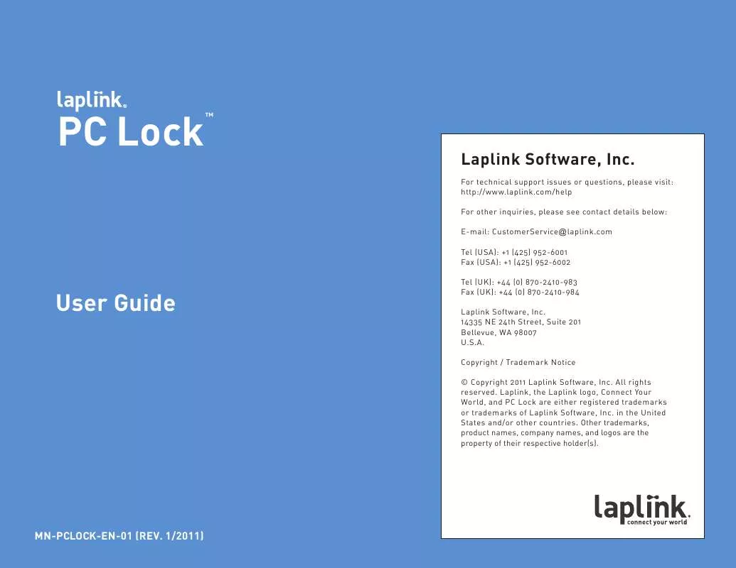 Mode d'emploi LAPLINK PC LOCK