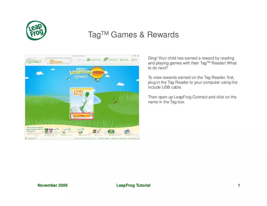 Mode d'emploi LEAP FROG TAG GAMES AND REWARDS