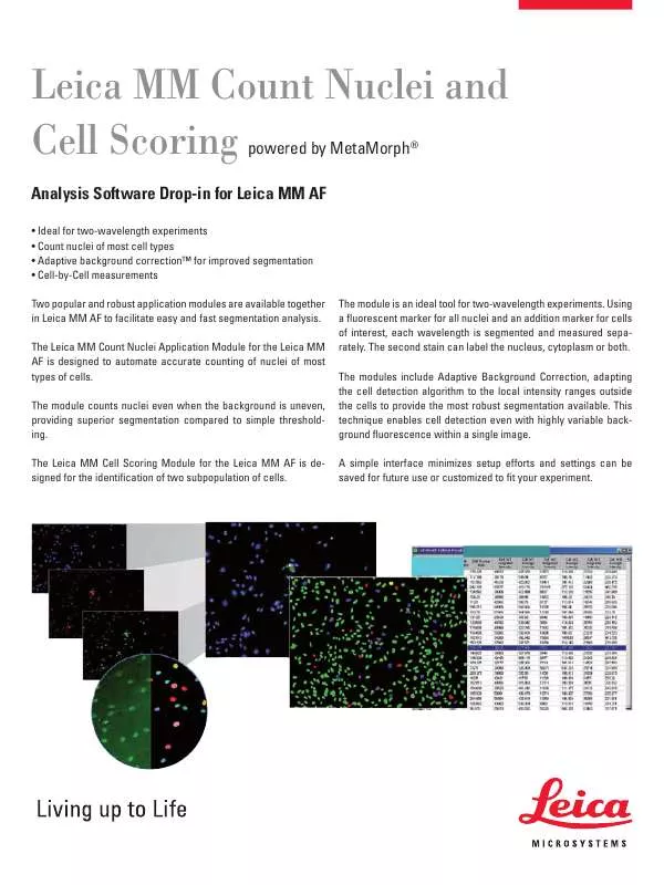 Mode d'emploi LEICA MM COUNT NUCLEI CELL SCORING