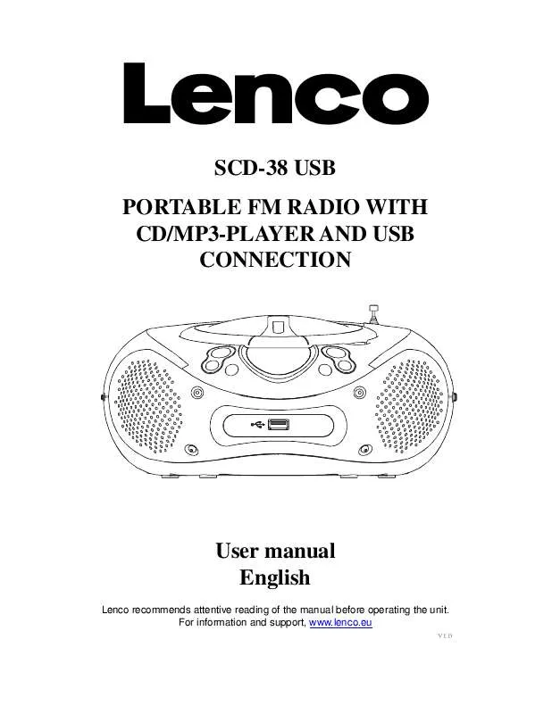 Mode d'emploi LENCO SCD-38 USB