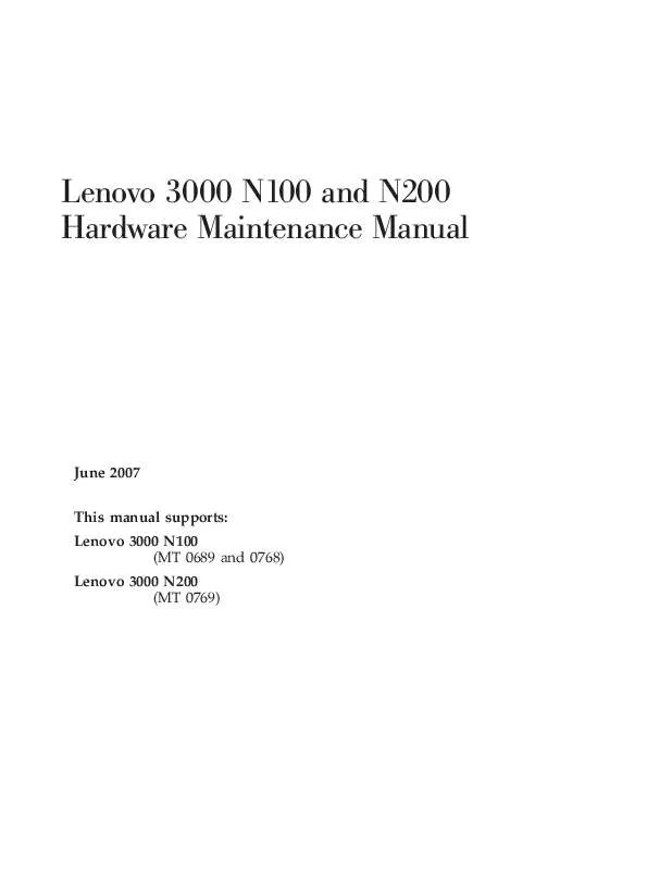 Mode d'emploi LENOVO 3000 N200