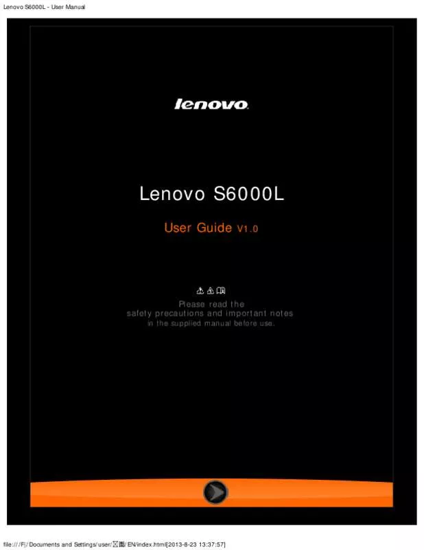 Mode d'emploi LENOVO IDEATAB S6000L