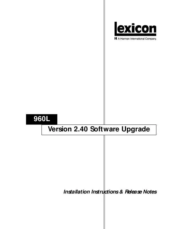 Mode d'emploi LEXICON 960L V2.40