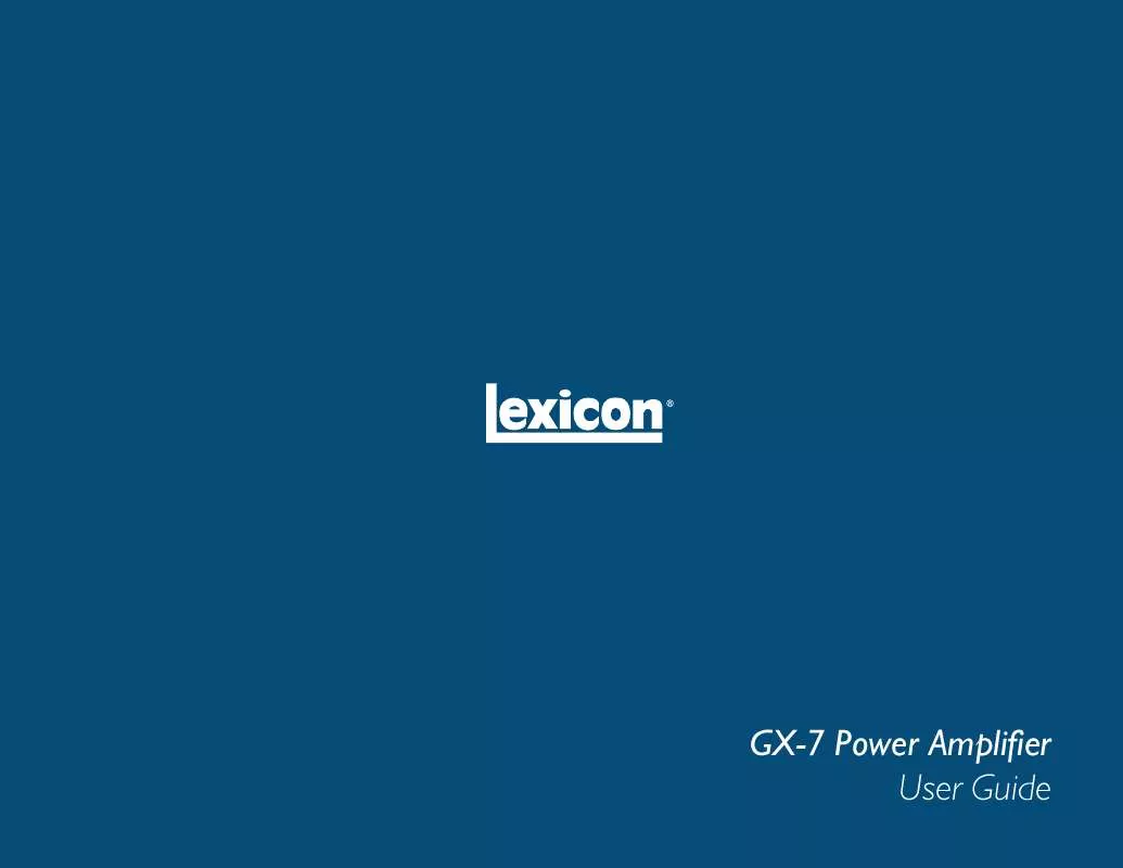 Mode d'emploi LEXICON GX-7