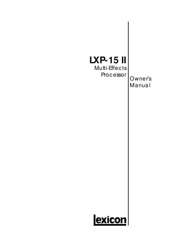 Mode d'emploi LEXICON LXP-15-II