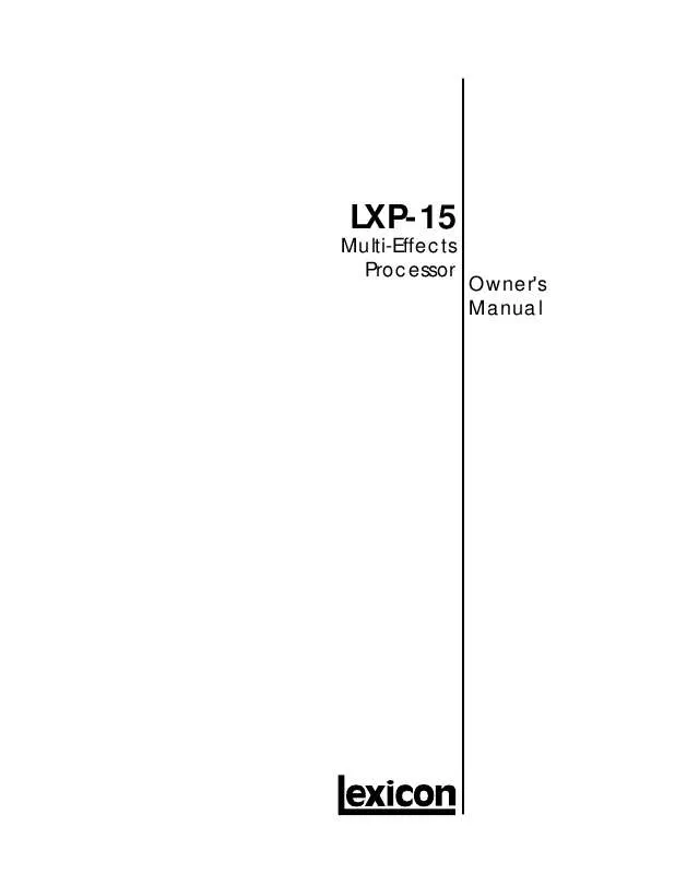 Mode d'emploi LEXICON LXP-15