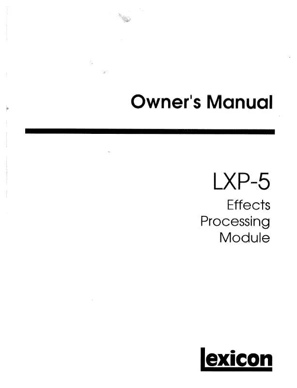 Mode d'emploi LEXICON LXP-5