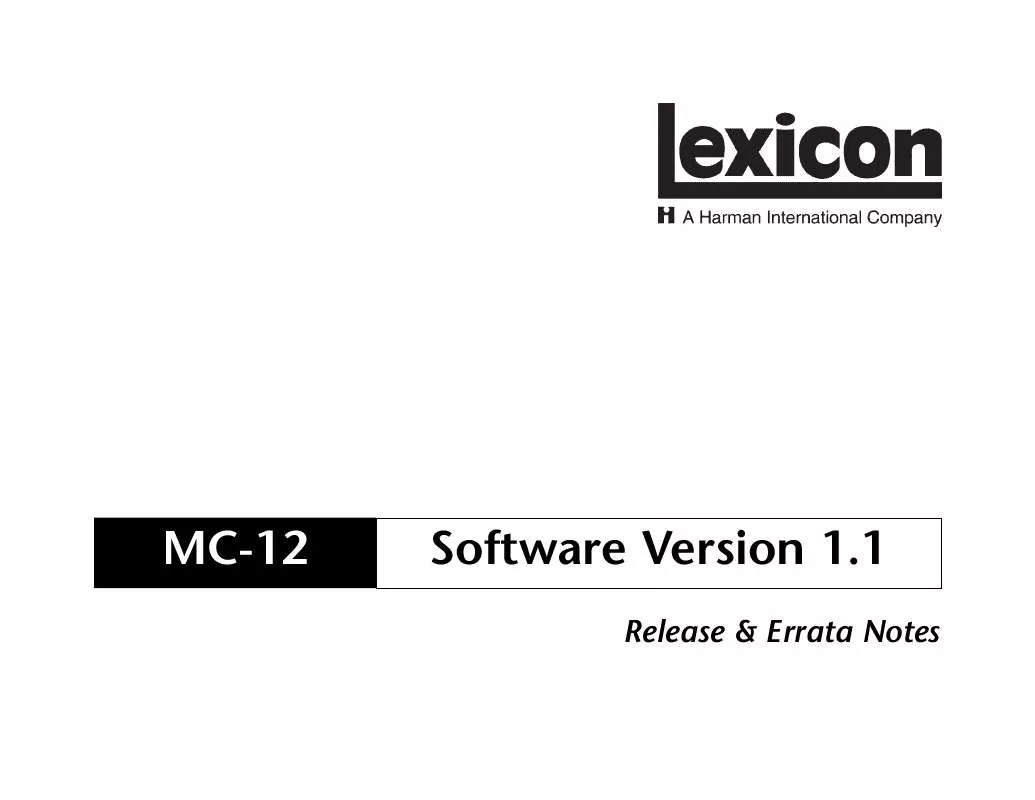 Mode d'emploi LEXICON MC-12 V1.1