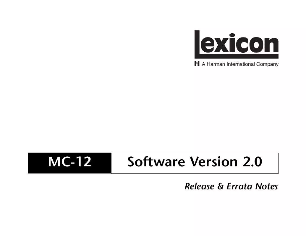 Mode d'emploi LEXICON MC-12 V2.0