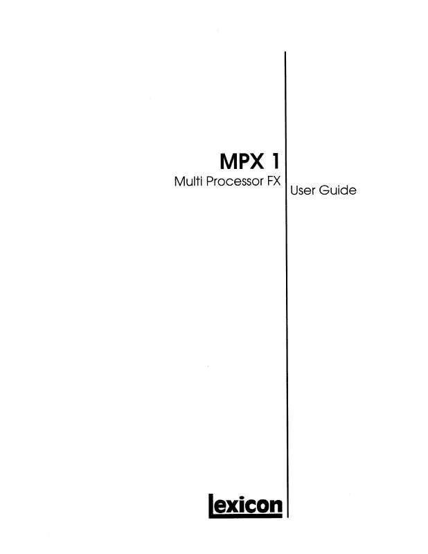 Mode d'emploi LEXICON MPX 1