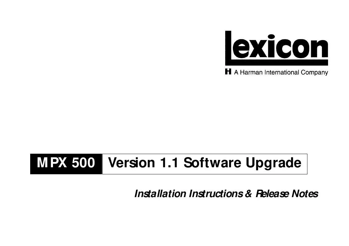 Mode d'emploi LEXICON MPX 500 V1.1