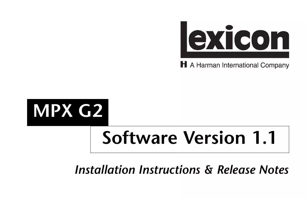 Mode d'emploi LEXICON MPX G2 V1.1