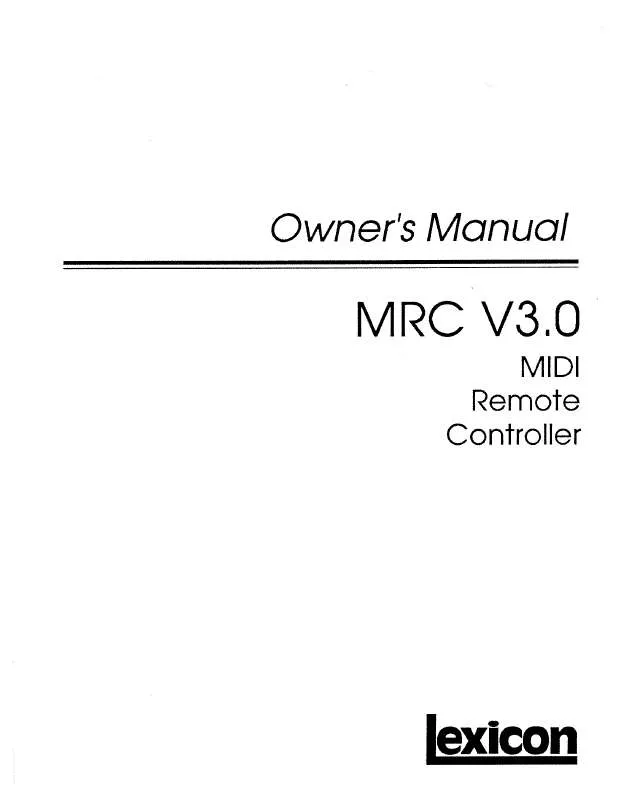 Mode d'emploi LEXICON MRC V3.0