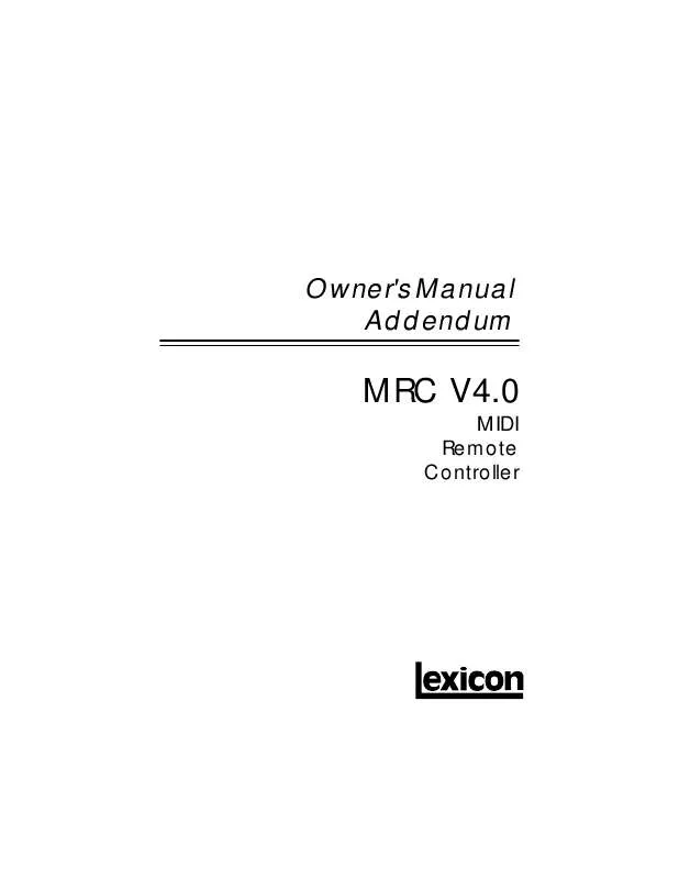 Mode d'emploi LEXICON MRC V4.0
