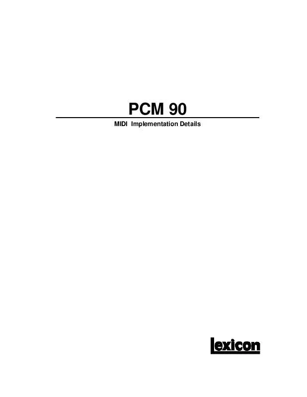 Mode d'emploi LEXICON PCM 90