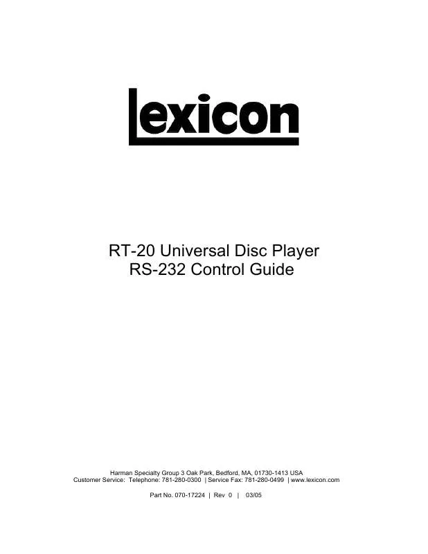 Mode d'emploi LEXICON RS-232
