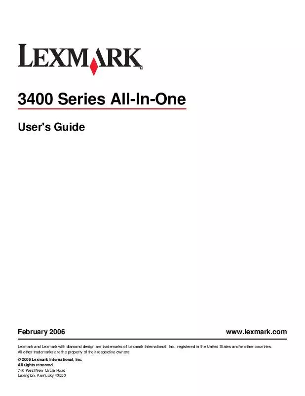 Mode d'emploi LEXMARK 3400