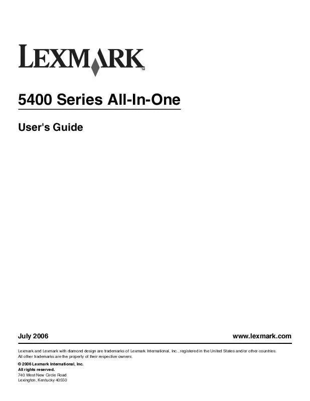 Mode d'emploi LEXMARK 5400 ALL-IN-ONE