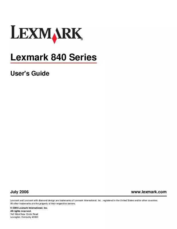 Mode d'emploi LEXMARK 840