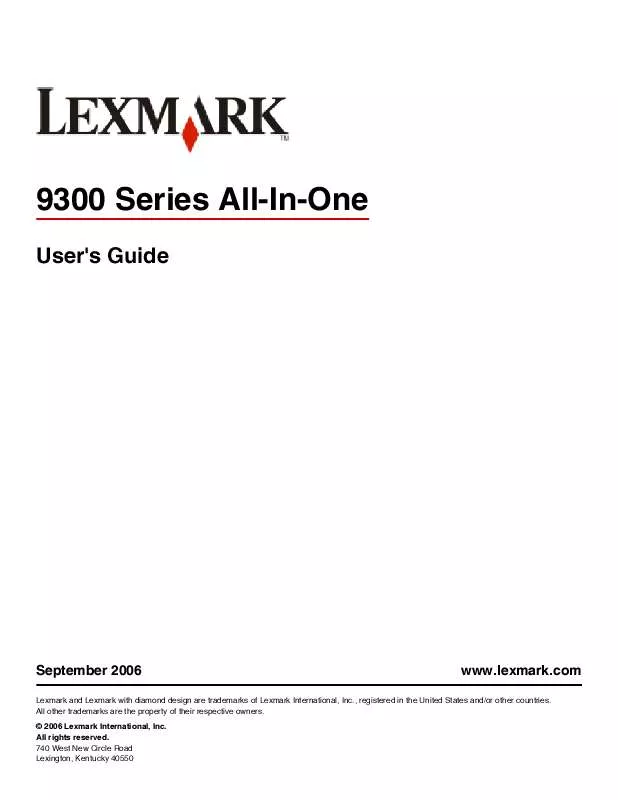 Mode d'emploi LEXMARK 9300 ALL-IN-ONE