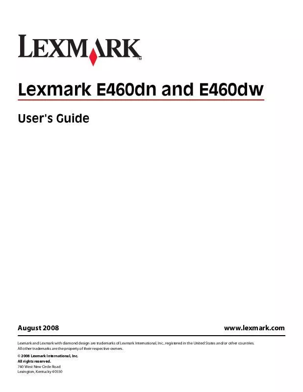 Mode d'emploi LEXMARK E460DW