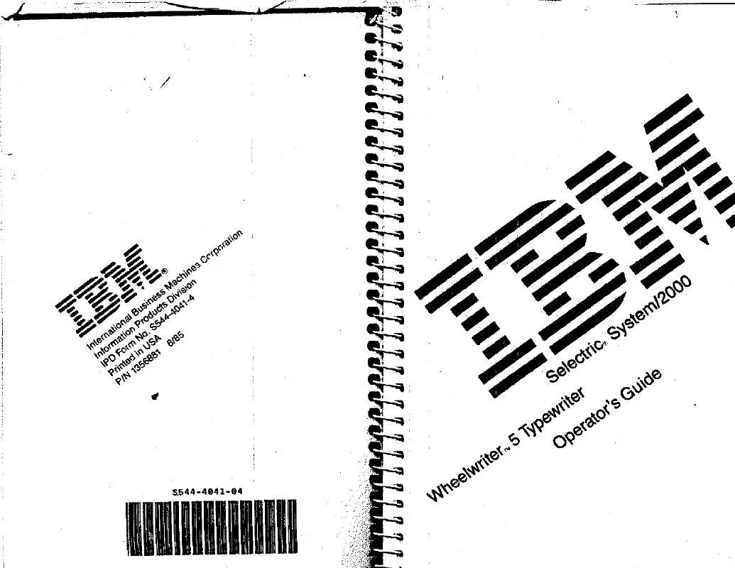 Mode d'emploi LEXMARK IBM SELECTRIC SYSTEM-2000 WHEELWRITER 5