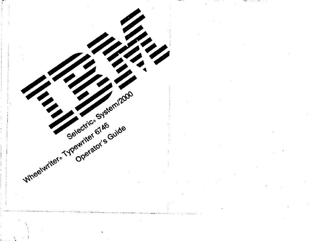 Mode d'emploi LEXMARK IBM TYPEWRITER 6746