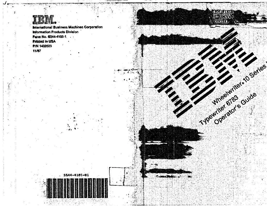Mode d'emploi LEXMARK IBM TYPEWRITER 6783
