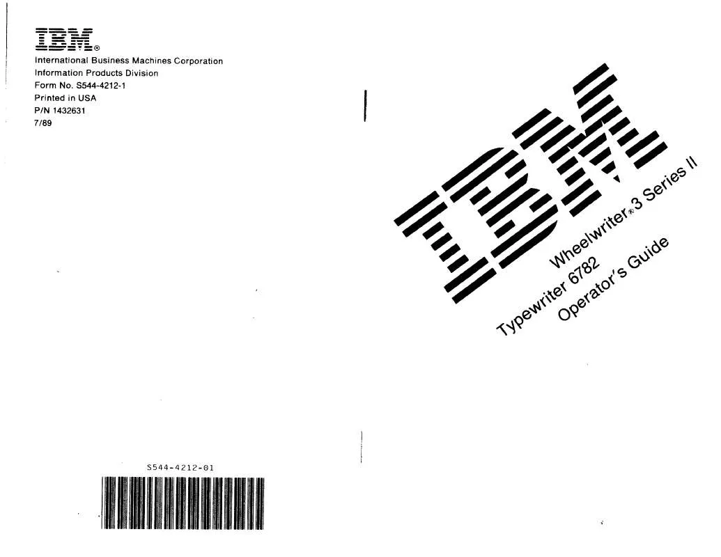 Mode d'emploi LEXMARK IBM TYPEWRITER 6792