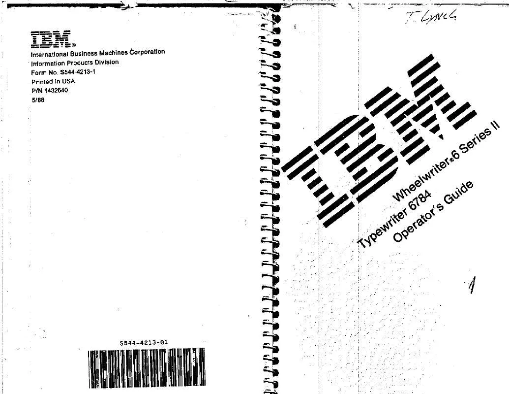 Mode d'emploi LEXMARK IBM TYPEWRITER 6784