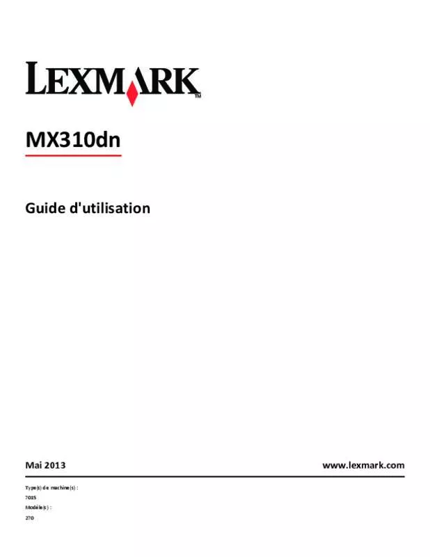 Mode d'emploi LEXMARK MX310DN
