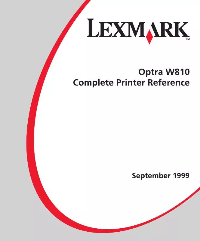 Mode d'emploi LEXMARK OPTRA W810