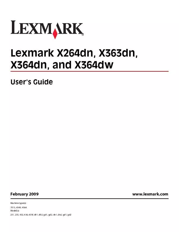 Mode d'emploi LEXMARK X264DN