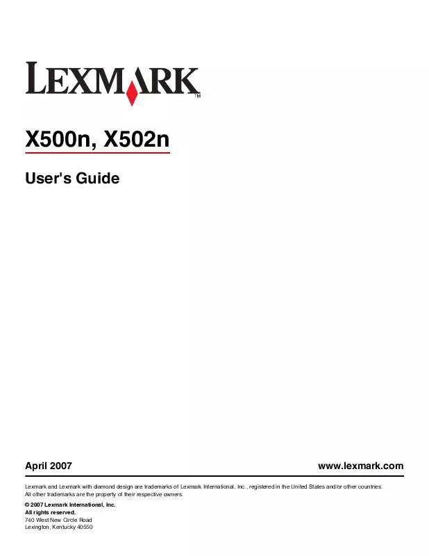 Mode d'emploi LEXMARK X502N
