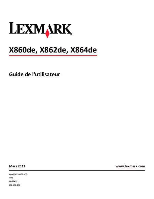 Mode d'emploi LEXMARK X860DE