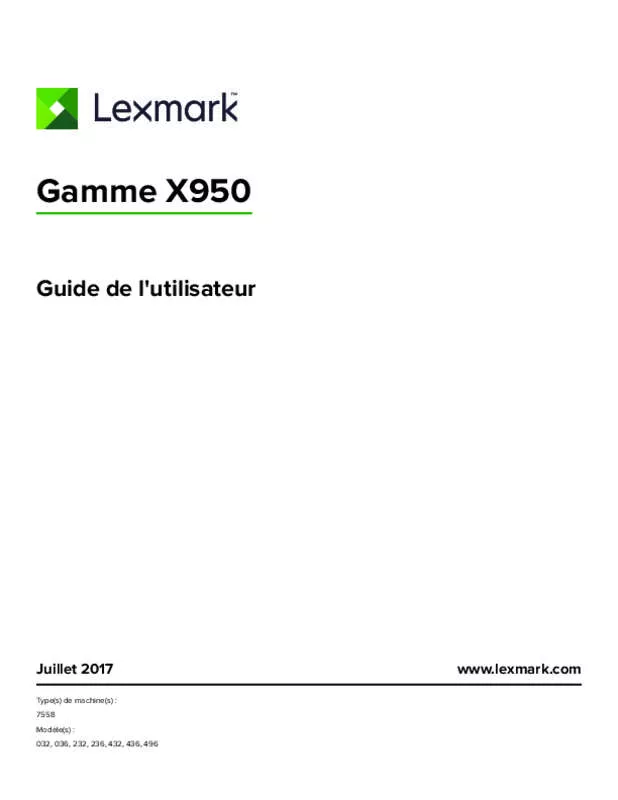 Mode d'emploi LEXMARK X950DE