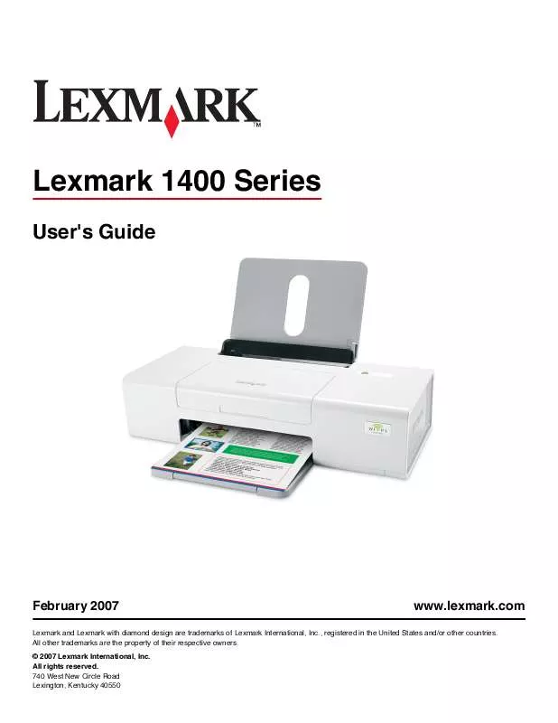 Mode d'emploi LEXMARK Z1480