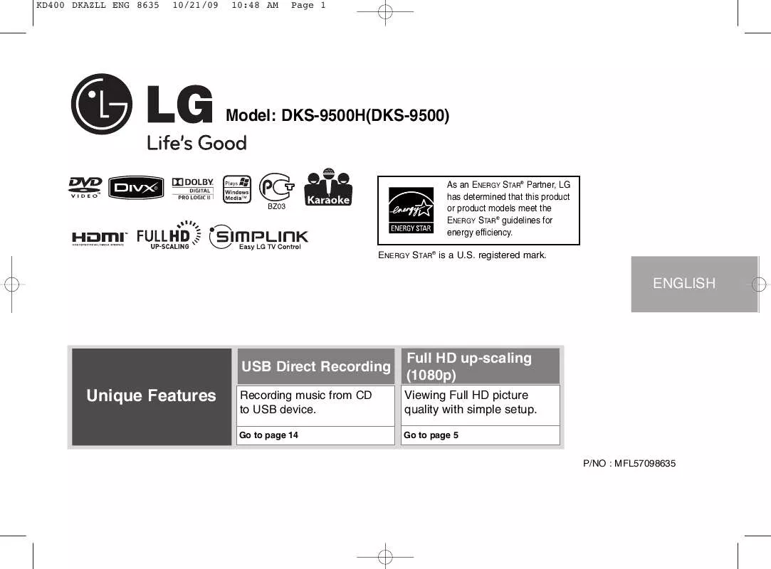 Mode d'emploi LG DKS-9500