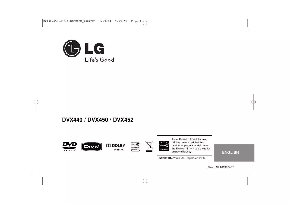 Mode d'emploi LG DVX-452
