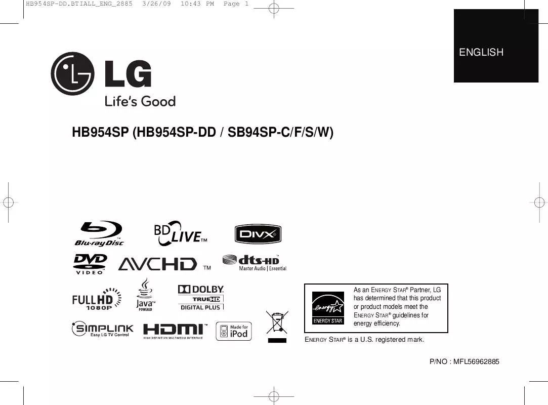 Mode d'emploi LG HB954SP