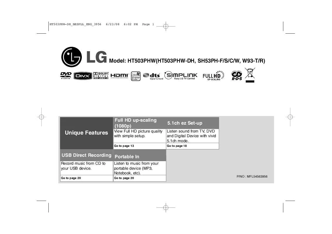 Mode d'emploi LG HT503PHW