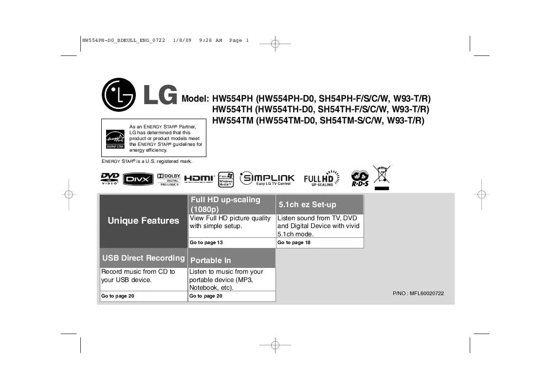 Mode d'emploi LG HW554TH