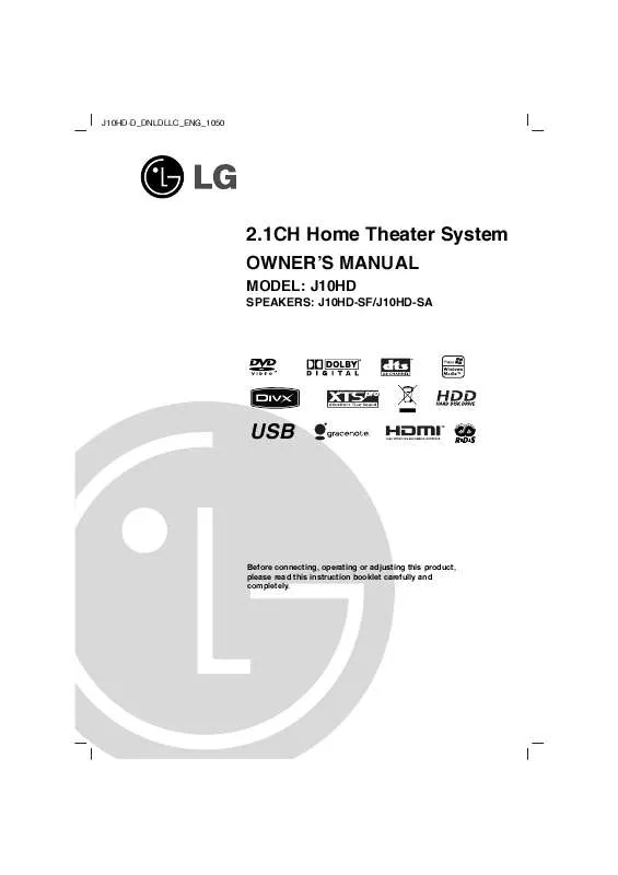 Mode d'emploi LG J10HD-D