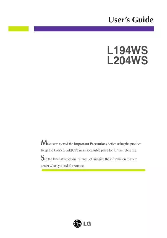 Mode d'emploi LG L204WS