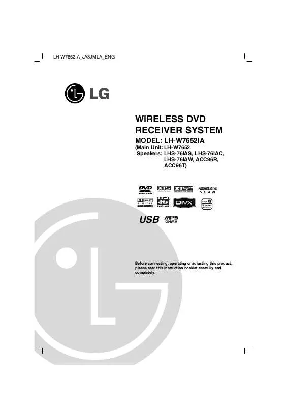 Mode d'emploi LG LH-W7652IA