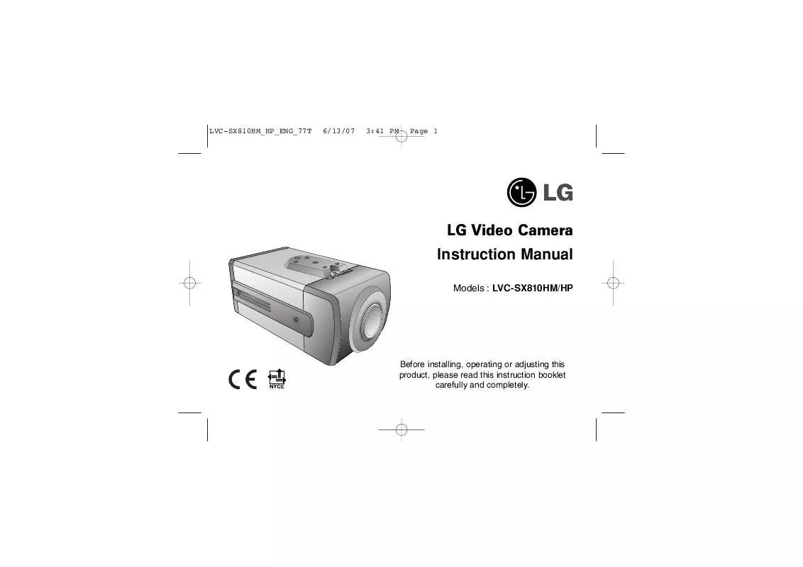 Mode d'emploi LG LVC-SX810HM