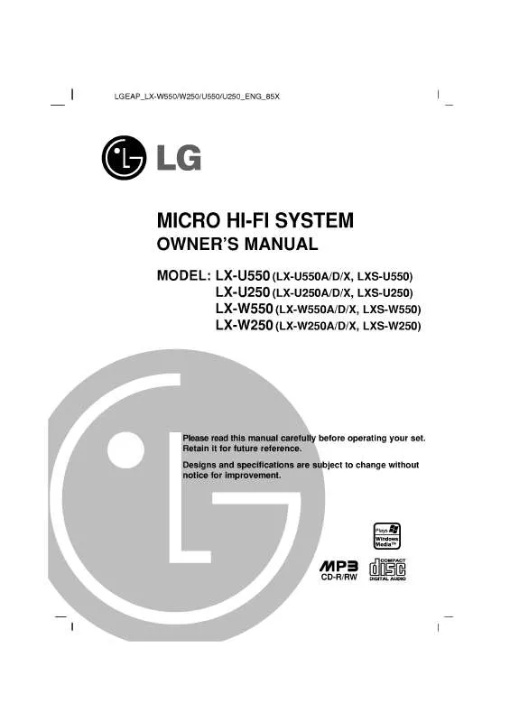 Mode d'emploi LG LX-U550A